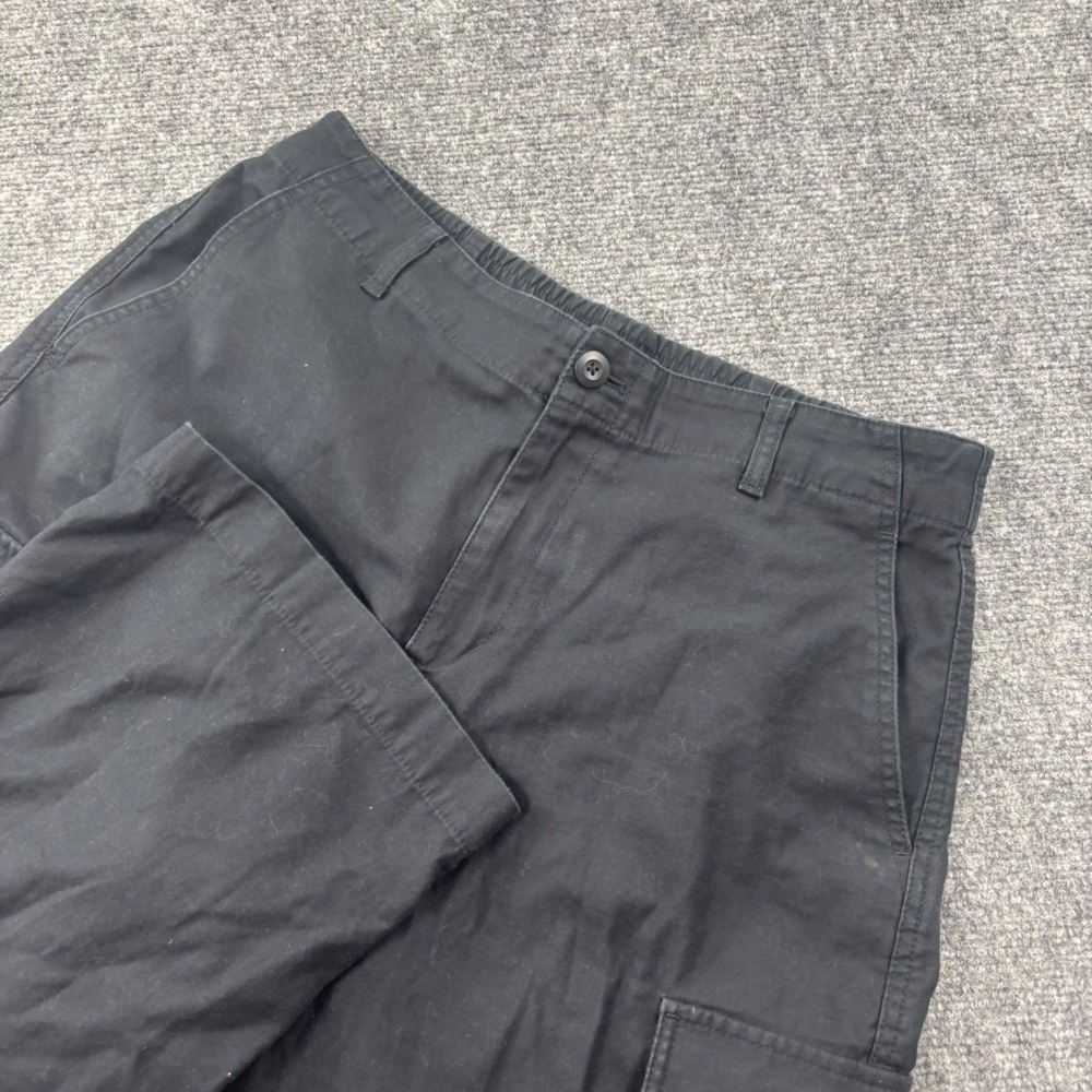 Uniqlo Cargo Pants Large 30-31W Black Relaxed Fit Cotton Utility Men's